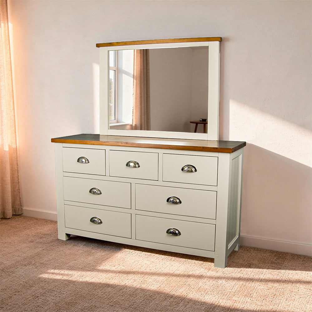 Alton 7 Drawer Pine Dresser & Mirror