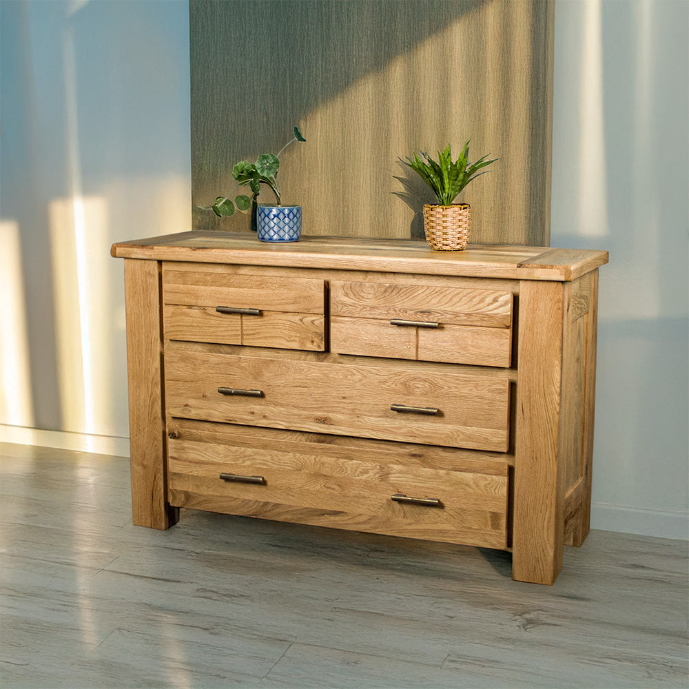 Camden 4 Drawer White Oak Lowboy
