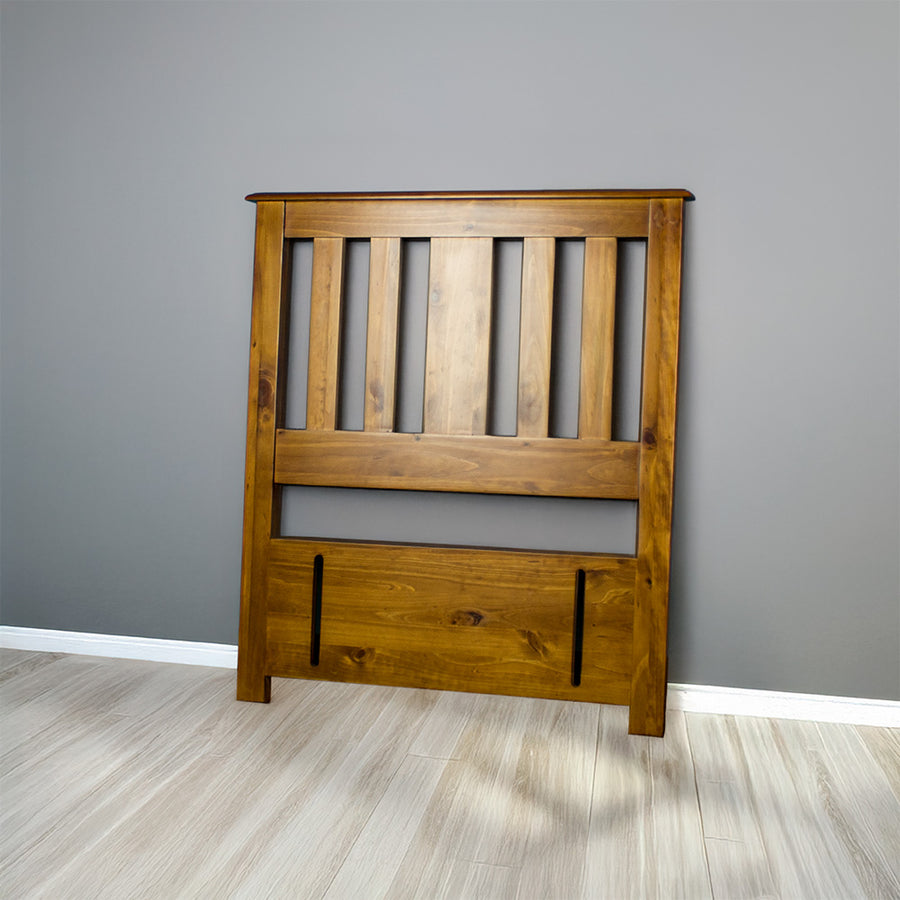 Front of the Rimu stained New Quebec Single Size Pine Headboard