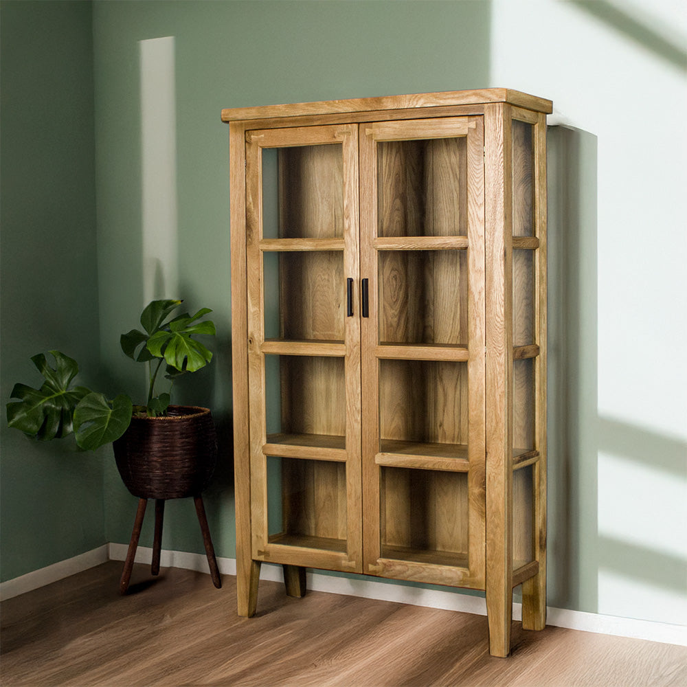 Oscar Glass Door Oak Display Cabinet