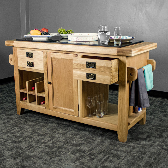 Vienna Large Oak Granite Top Kitchen Island