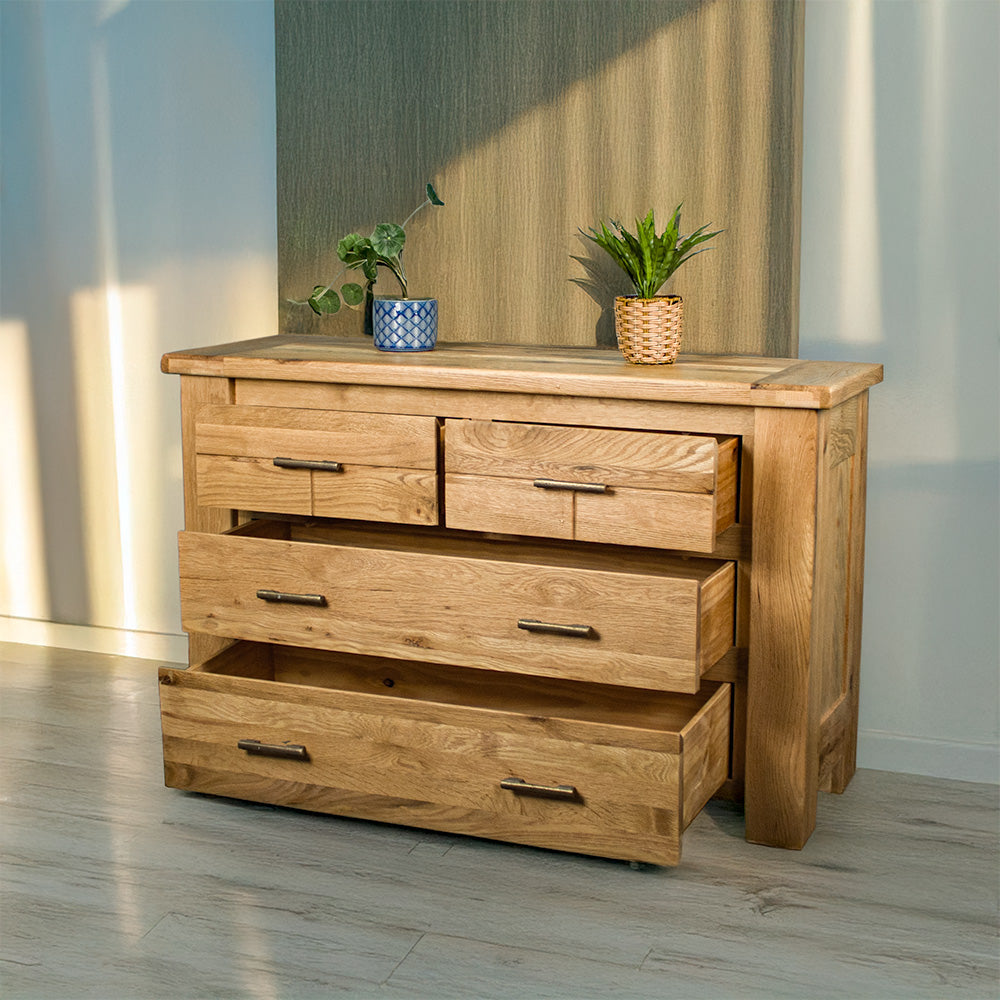 Camden 4 Drawer White Oak Lowboy