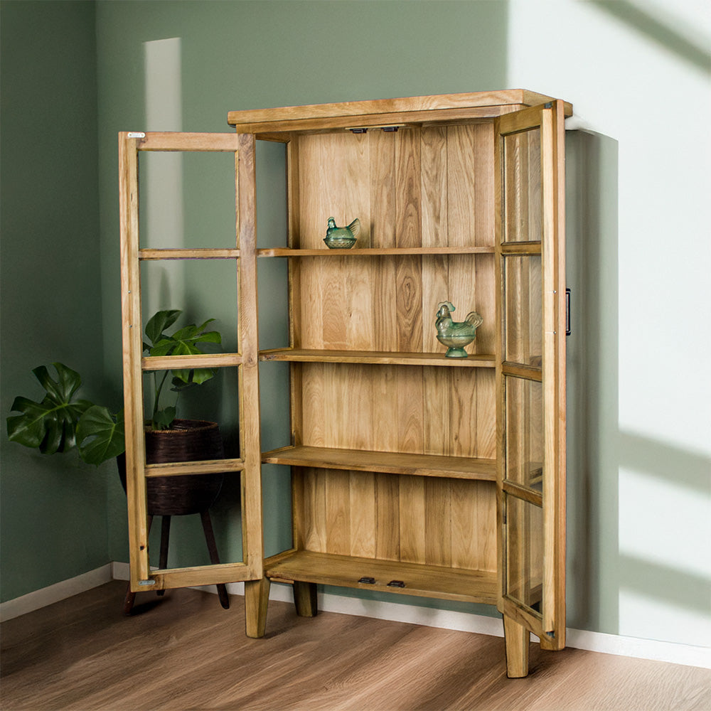 Oscar Glass Door Oak Display Cabinet