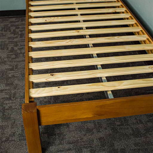 The Trent Single Size NZ Pine Slat Bed Frame.