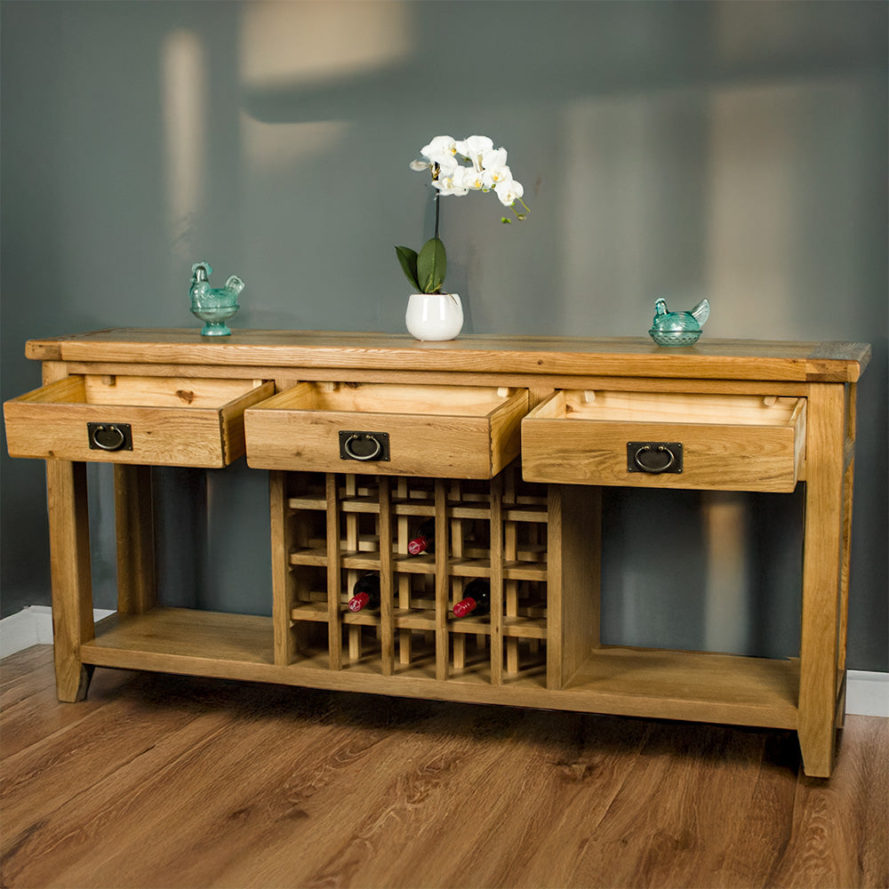 Vienna Oak Hall Table w/ Wine Rack