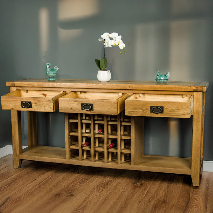 Vienna Oak Hall Table w/ Wine Rack