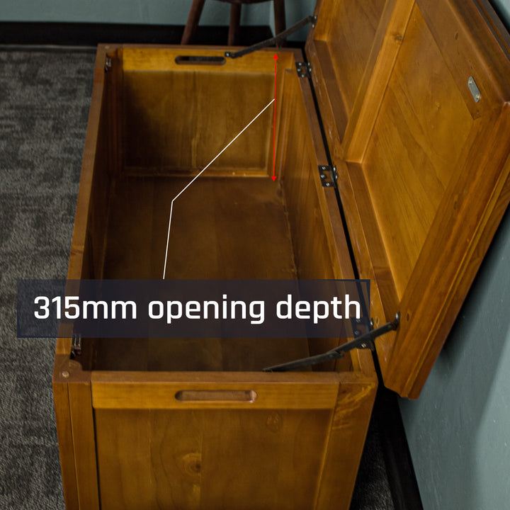 The inside of the Montreal Pine Blanket Box.