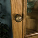 A close up of the brushed brass handle on the door of the Versailles Small Display Cabinet