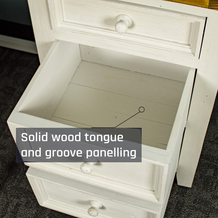 An overall view of the drawers on the Tuscan Recycled Pine Small Desk