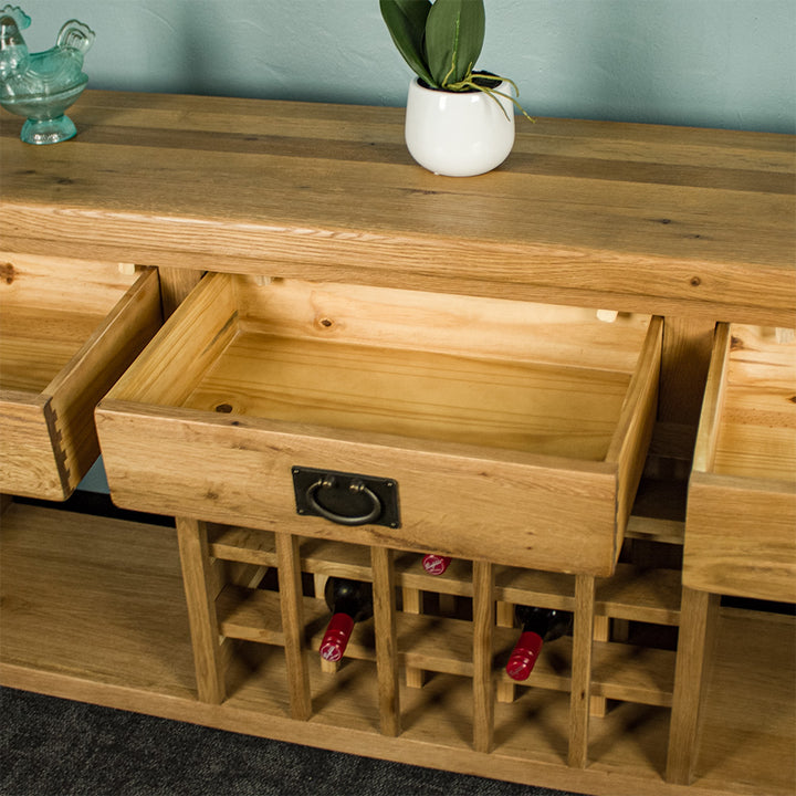 Vienna Oak Hall Table w/ Wine Rack