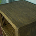 A close up of the top of the Stonemill Recycled Pine Cube Shelf showing the wood grain.