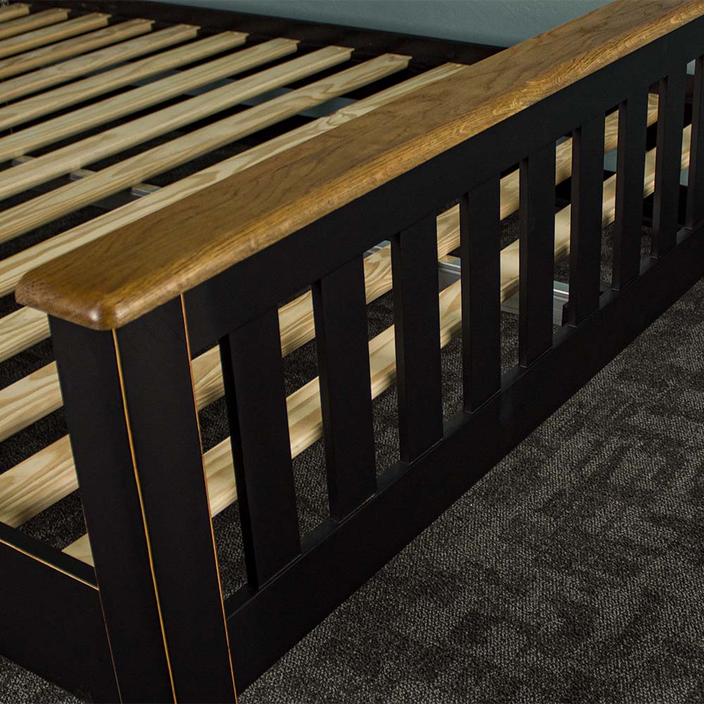 A view of the footboard of the Cascais Queen Bed Frame.