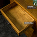An overall view of the drawer on the Montreal Small Pine Hall Table