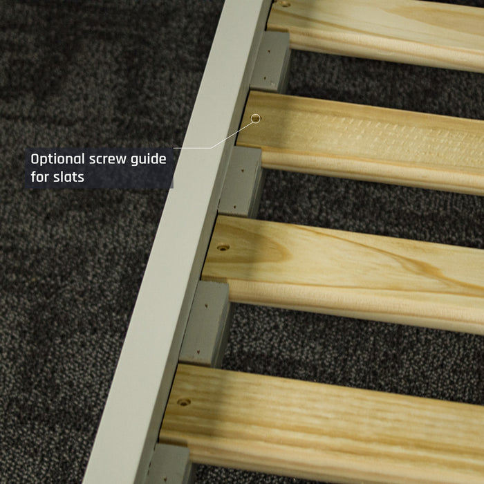 A look at the screwholes on the Alton Double Slat Bed-Frame.