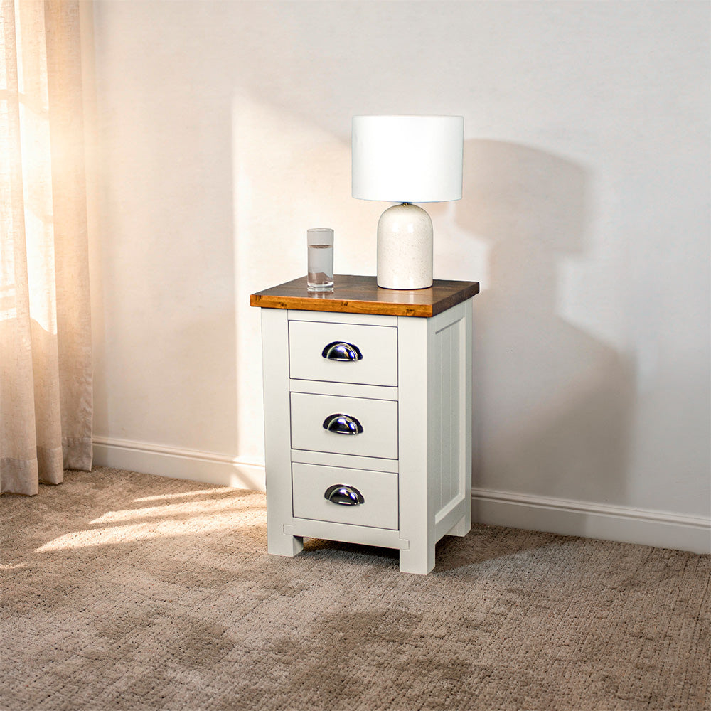 Alton 3 Drawer Pine Bedside Cabinet