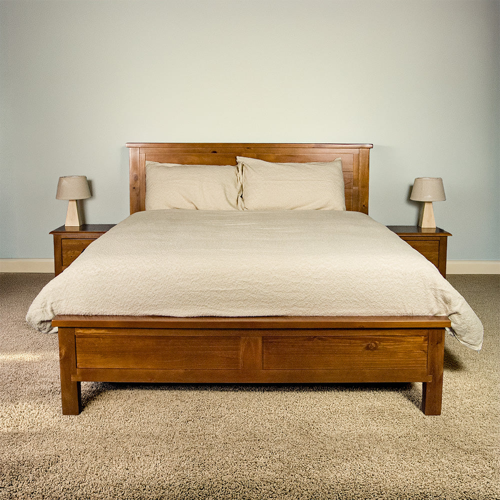 Alton Rimu-stained NZ Pine Queen Bed Frame