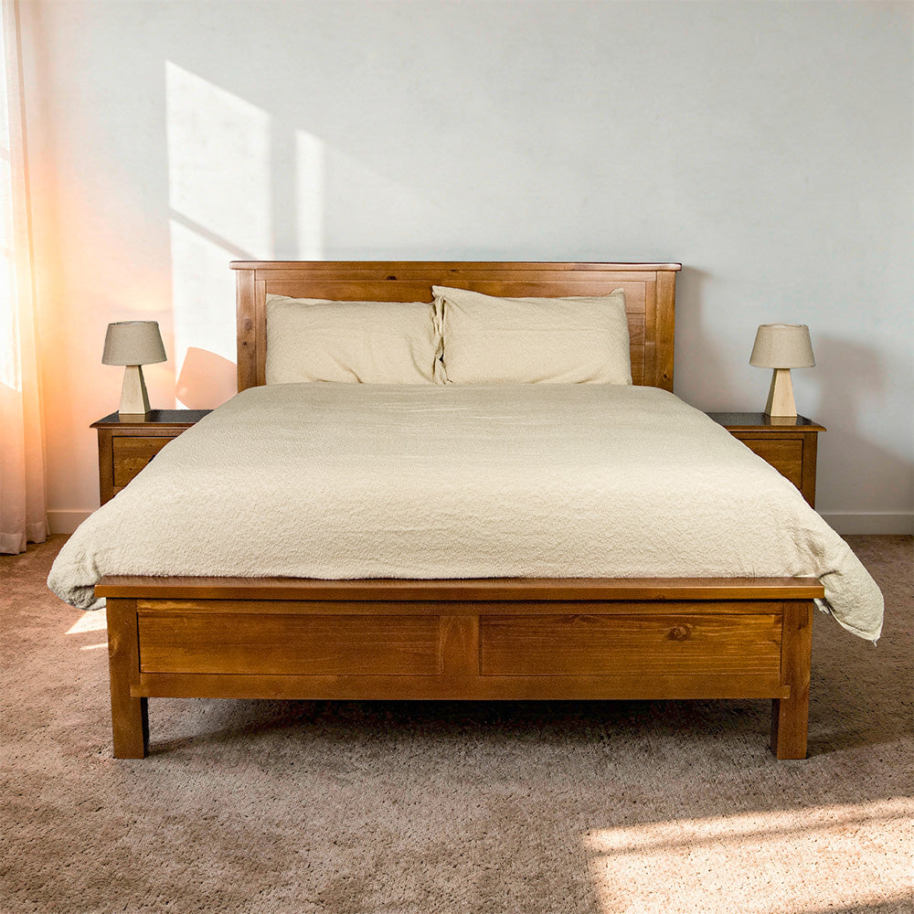 Alton Rimu-stained NZ Pine Queen Bed Frame