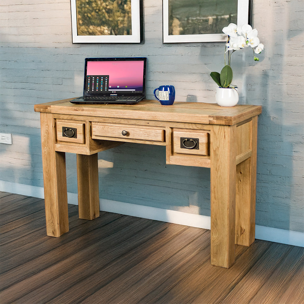 Amstel 3 Drawer Oak Dressing Table / Desk