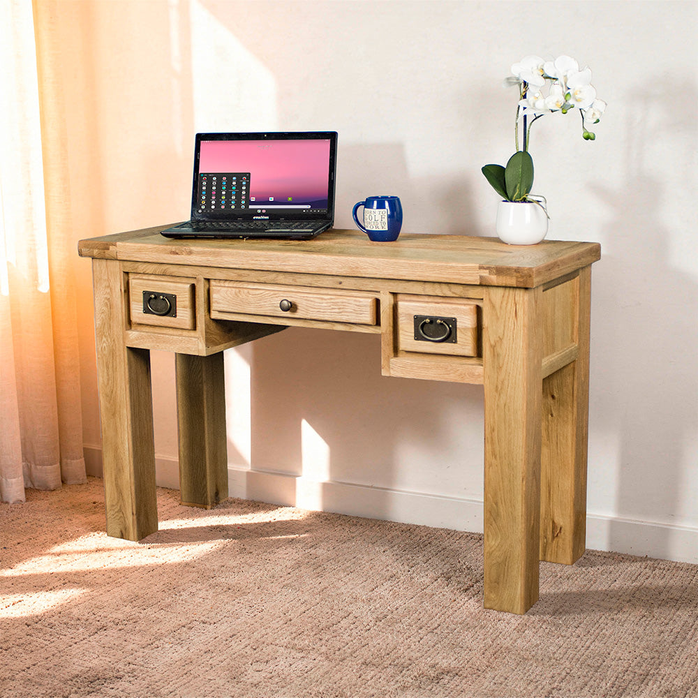 Amstel 3 Drawer Oak Dressing Table / Desk