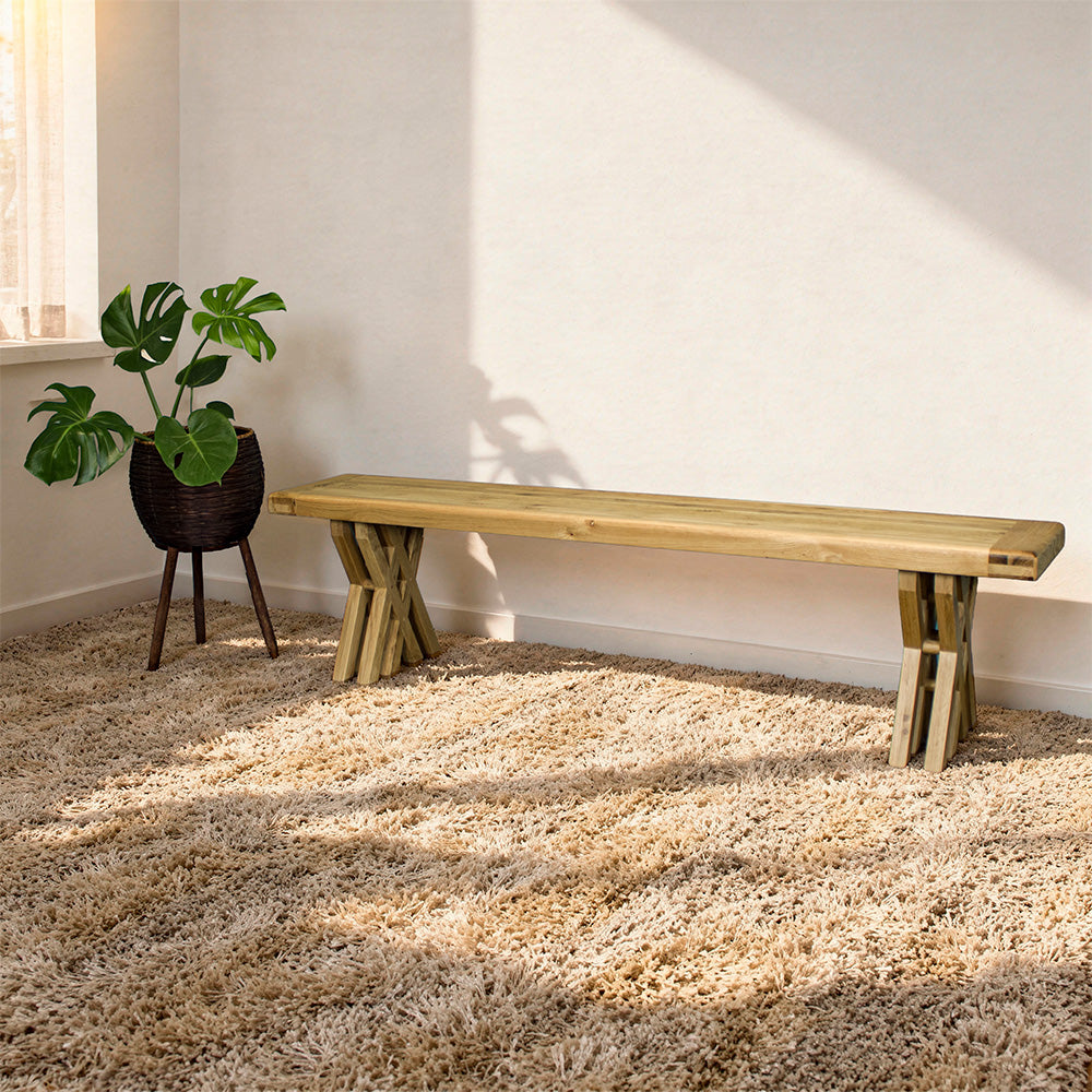 Arpege Oak Cross Leg Bench Seat 2m