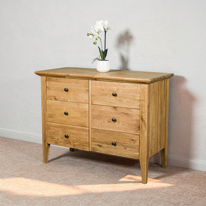 Beethoven Oak Lowboy Six Drawer Chest