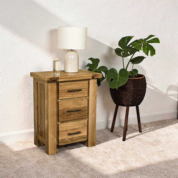 Camden 3 Drawer Oak Bedside Table