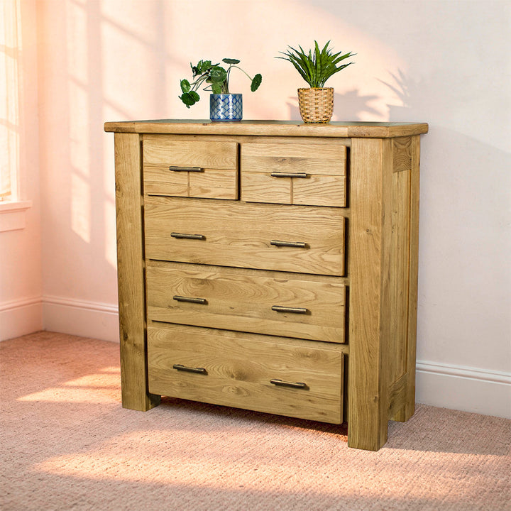 Camden 5 Drawer White Oak Tallboy