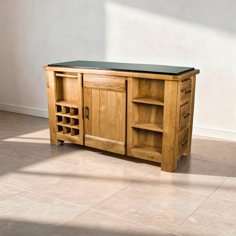 Camden Granite Top Oak Kitchen Workbench