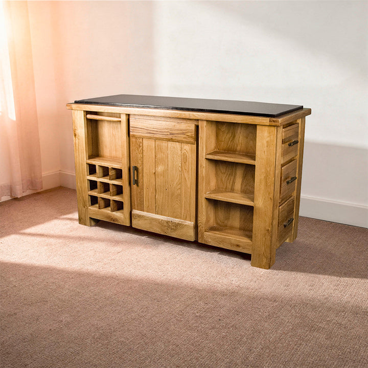 Camden Granite Top Oak Kitchen Workbench