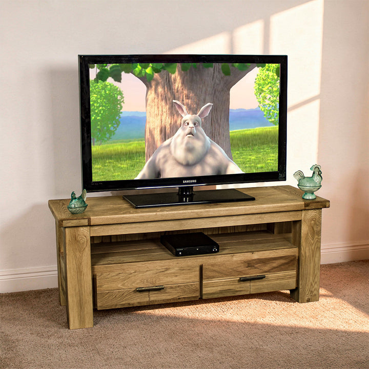 Camden 2 Drawer White Oak Entertainment Unit