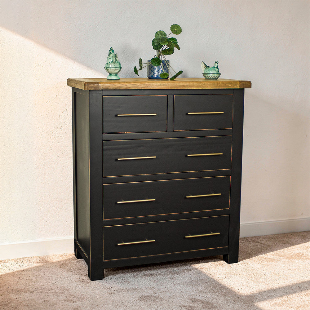 Cascais Oak Top Black Tallboy