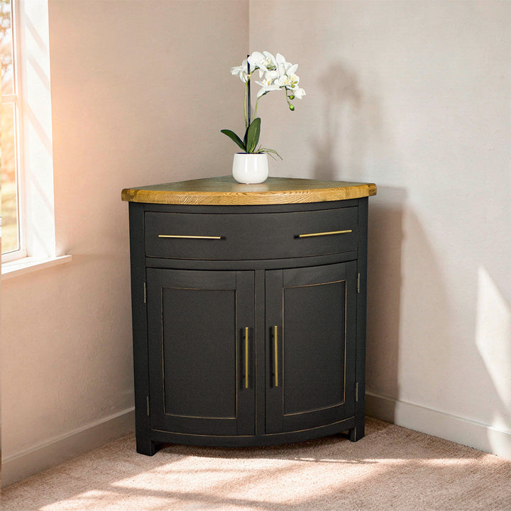 Cascais Oak-Top Corner Cabinet
