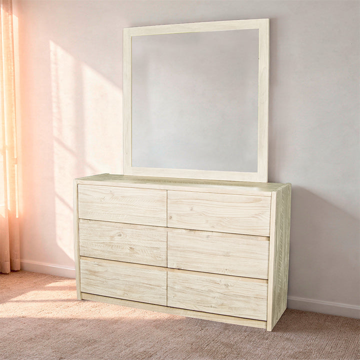 Charlotte 6 Drawer NZ Pine Lowboy & Mirror