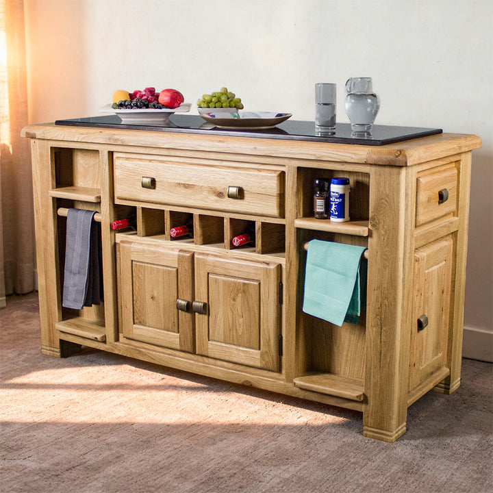 Danube Large Granite Top Oak Kitchen Island