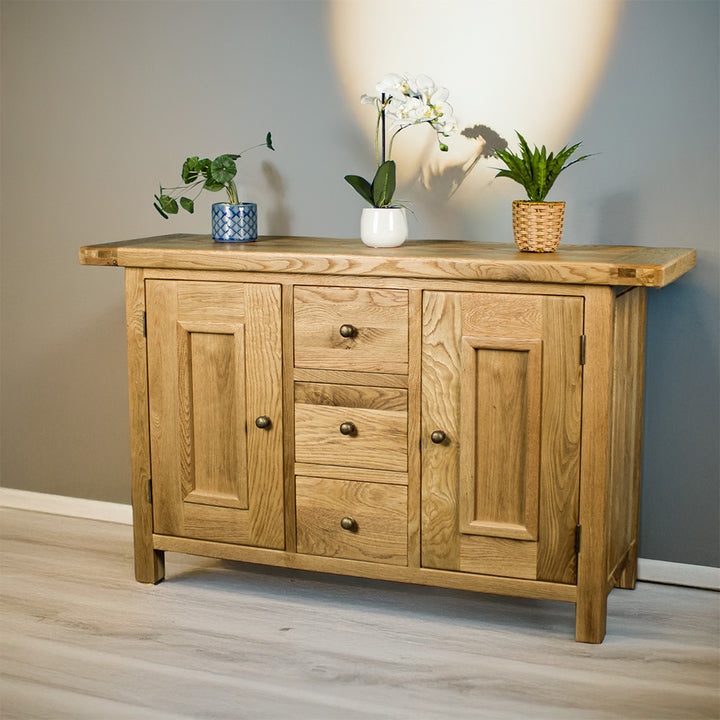 Farmhouse 3 Drawer Rustic Oak Buffet