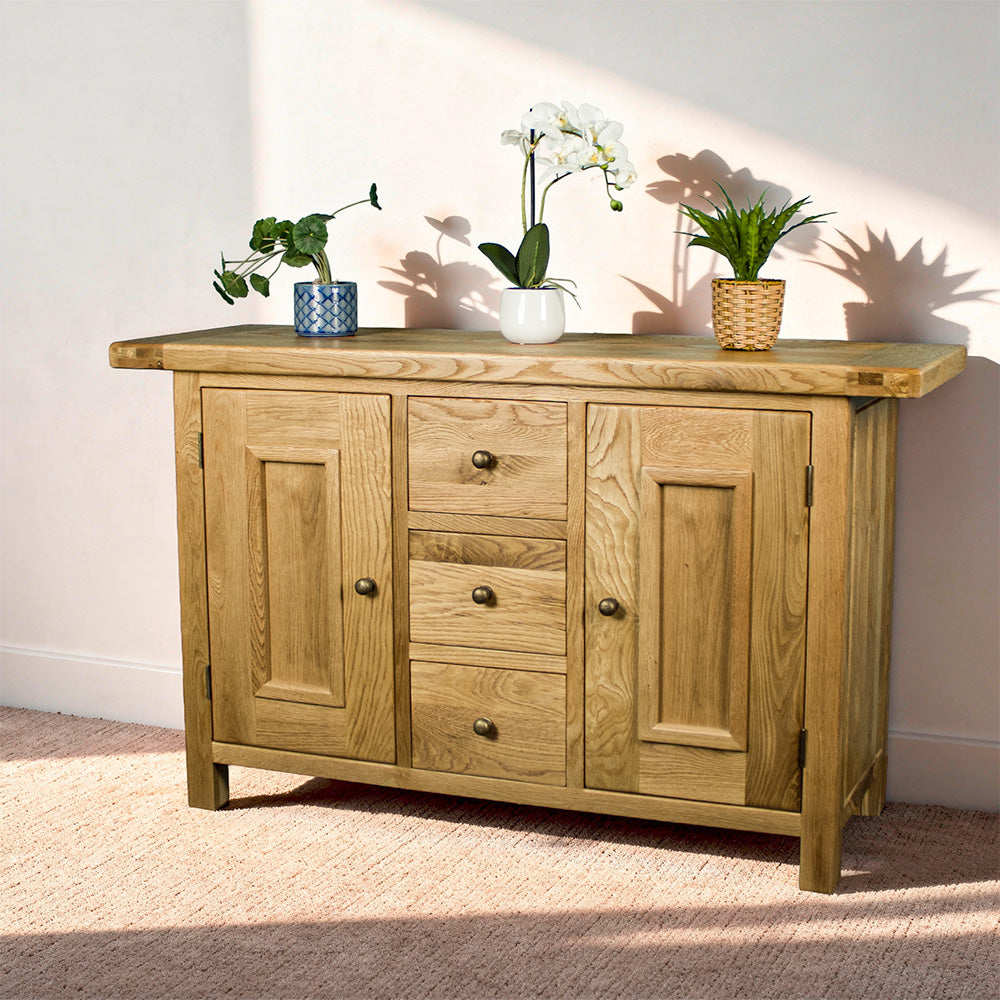 Farmhouse 3 Drawer Rustic Oak Buffet