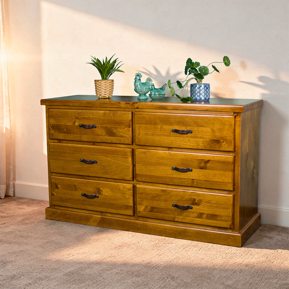 Jamaica 6 Drawer Pine Lowboy