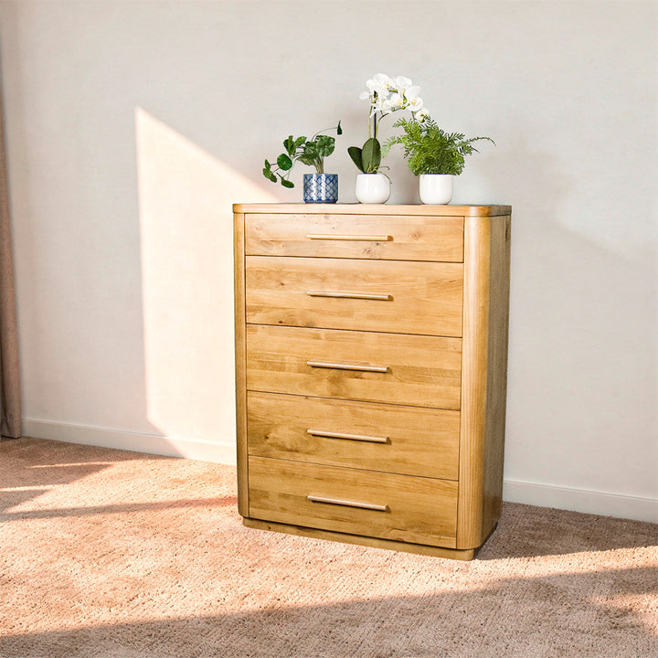 Kimberly 5 Drawer NZ Pine Tallboy