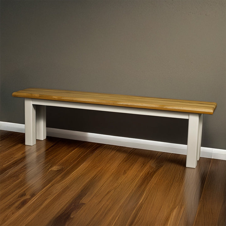 The front of the Loire Solid Oak Bench Seat (White).