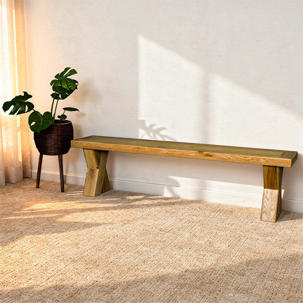 Maximus Oak Cross Leg Bench Seat (1.9m)