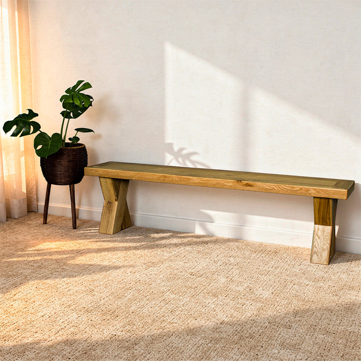 Maximus Oak Cross Leg Bench Seat (1.9m)