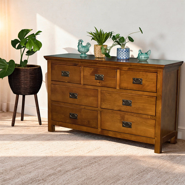 Montreal 7 Drawer Pine Lowboy