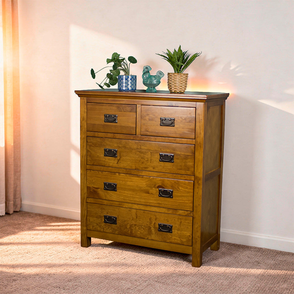 Montreal Five Drawer Pine Tallboy