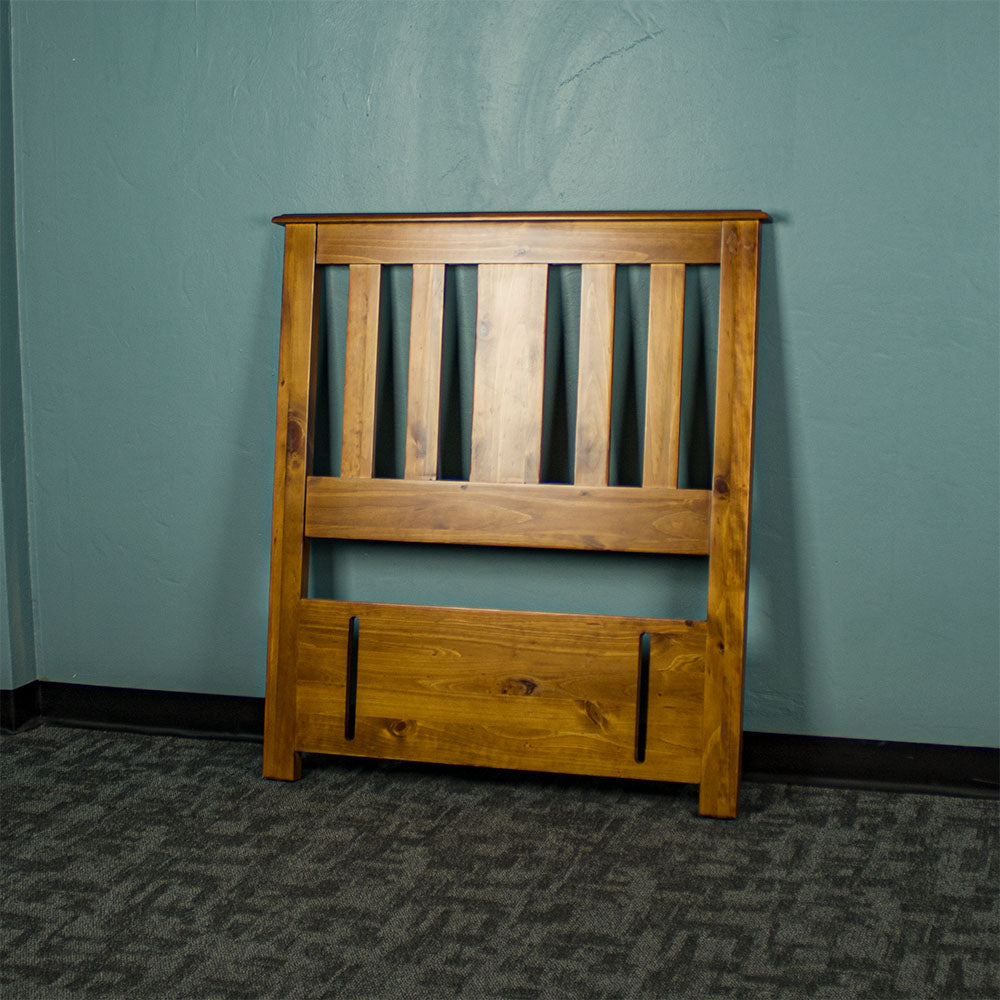 Front of the Rimu stained New Quebec Single Size Pine Headboard