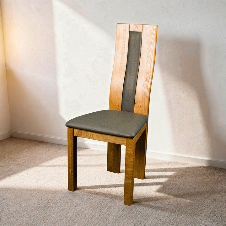 Bristol Oak Grey Dining Chair with Upholstered Back