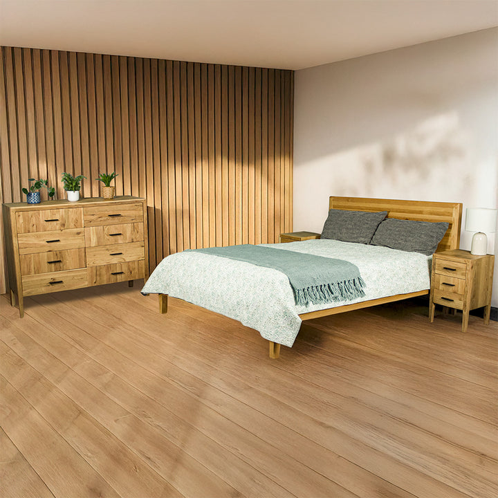 Ormond Oak Four Piece King Bedroom Suite with Five Zone Mattress