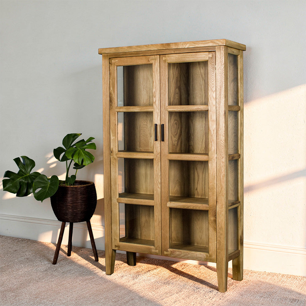 Oscar Glass Door Oak Display Cabinet