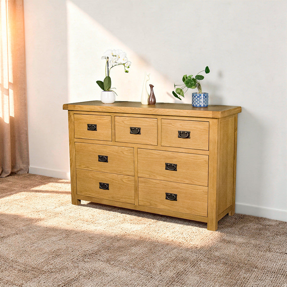 Queensland 7 Drawer Oak Lowboy
