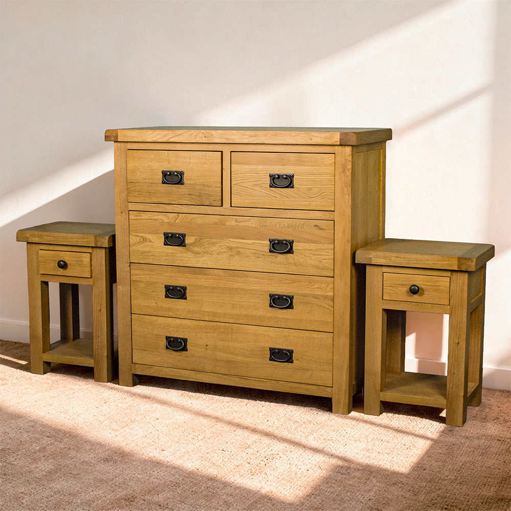 Queensland 3 Piece Bedroom Set with 1 Drawer Bedsides