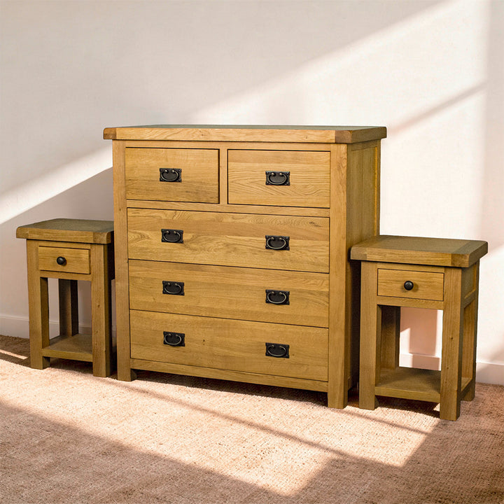 Queensland 3 Piece Bedroom Set with 1 Drawer Bedsides